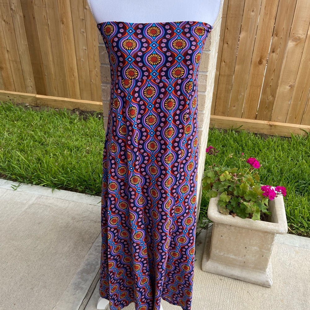 Medium lularoe gorgeous print maxi/ strapless sundress